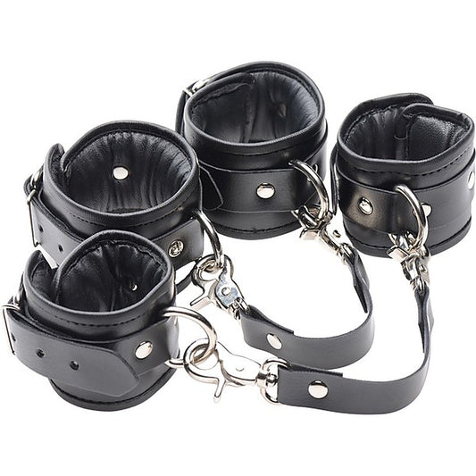 Master Series PU Leather Lined Fetish Play Ankle Cuffs - Cuffs And Restraints