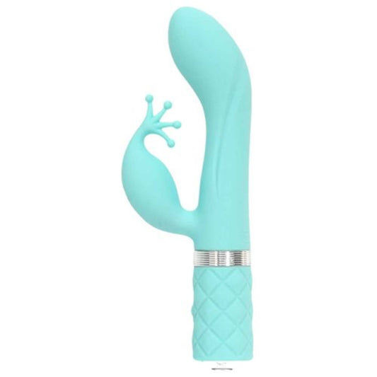 BMS Factory Pillow Talk Kinky Clitoral and G Spot Vibrator Dual Stimulation - Teal - Clit Ticklers and Pulsators