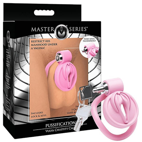 Master Series Pussification Vulva Male Chastity Cage - Male Chastity
