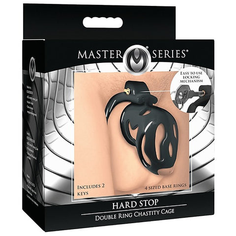 Master Series Hard Stop Double Ring Men's Chastity Cage - Male Chastity
