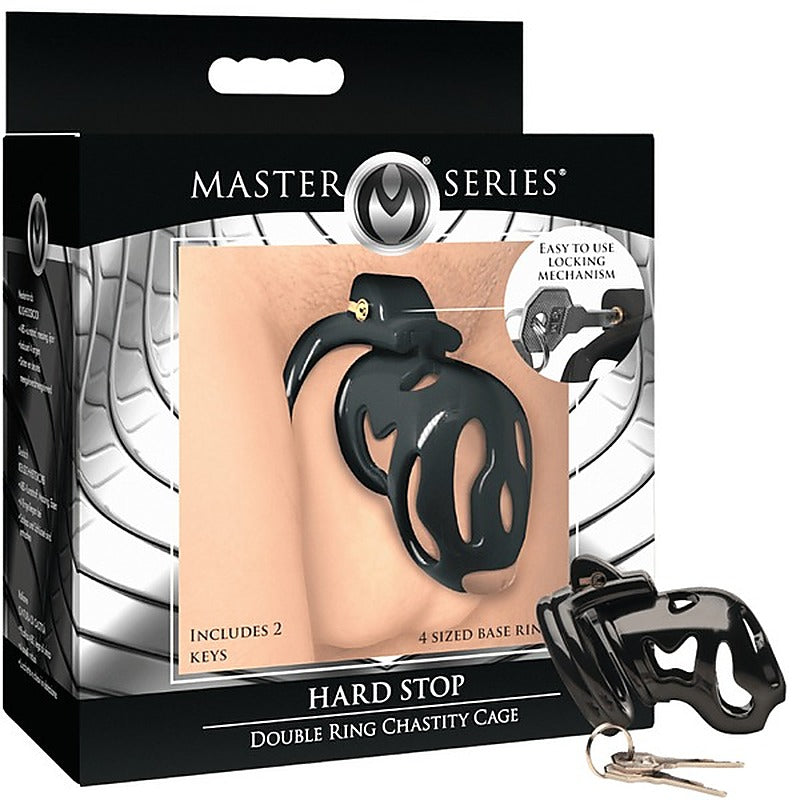Master Series Hard Stop Double Ring Men's Chastity Cage - Male Chastity