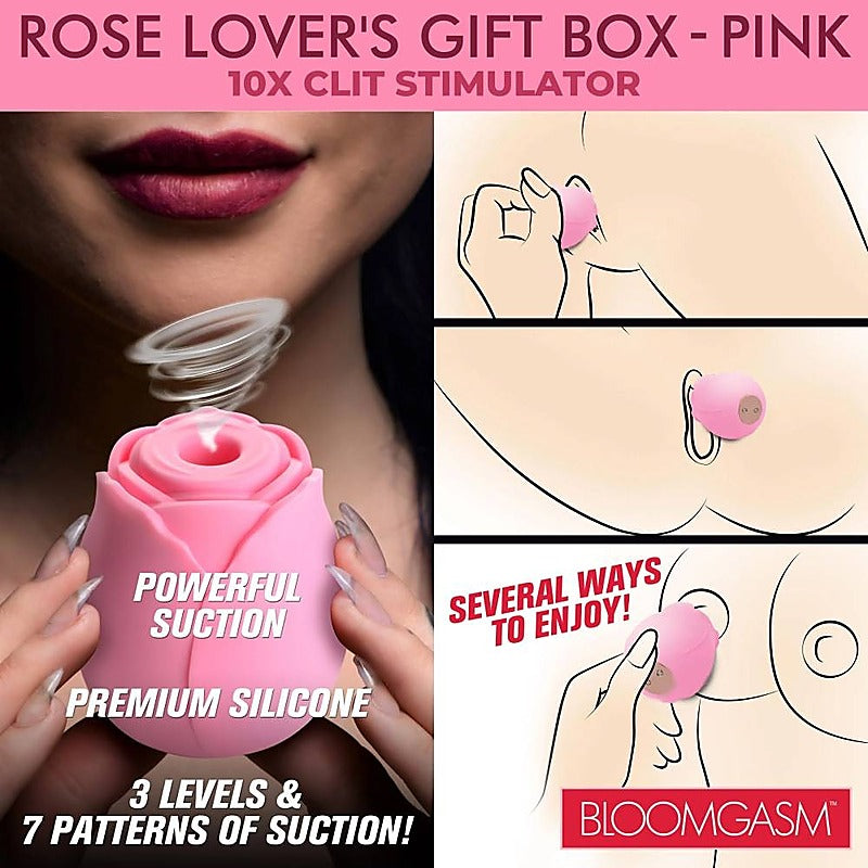 XR Brands The Rose Lovers Clitoral Vibrator Gift Box with Multiple Rings - Clit Ticklers and Pulsators