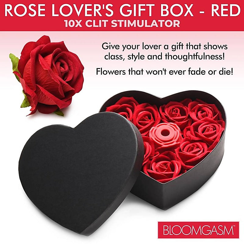 XR Brands The Rose Lovers Clitoral Vibrator Gift Box with Multiple Rings - Clit Ticklers and Pulsators