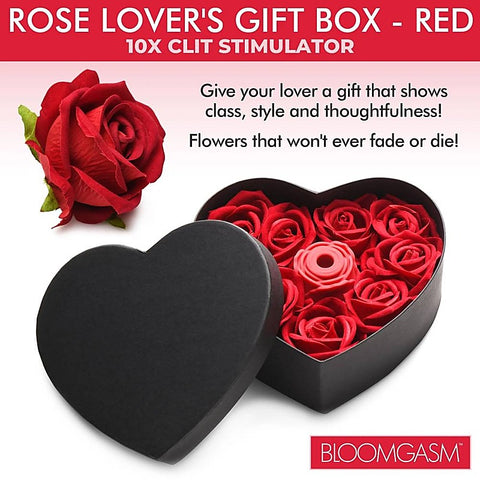 XR Brands The Rose Lovers Clitoral Vibrator Gift Box with Multiple Rings - Clit Ticklers and Pulsators