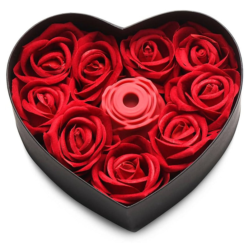 XR Brands The Rose Lovers Clitoral Vibrator Gift Box with Multiple Rings - Clit Ticklers and Pulsators