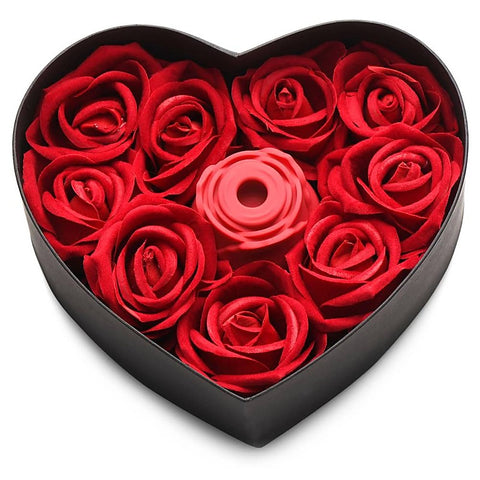 XR Brands The Rose Lovers Clitoral Vibrator Gift Box with Multiple Rings - Clit Ticklers and Pulsators