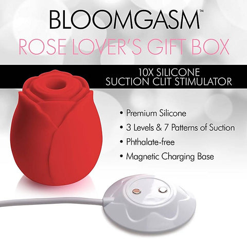 XR Brands The Rose Lovers Clitoral Vibrator Gift Box with Multiple Rings - Clit Ticklers and Pulsators