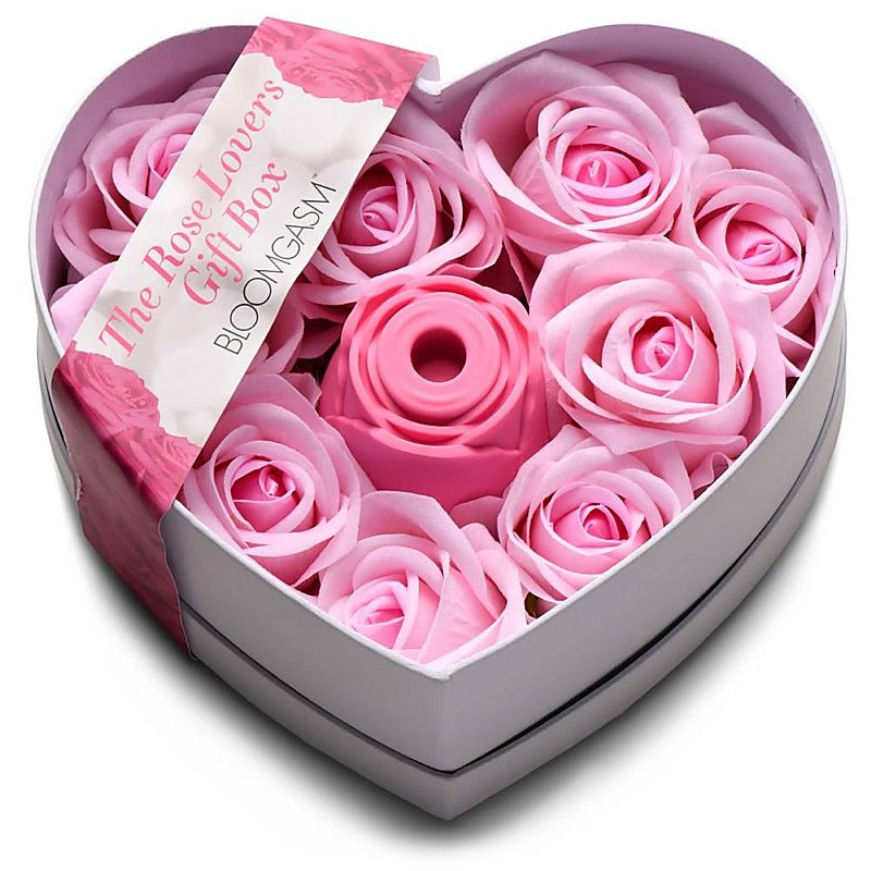 XR Brands The Rose Lovers Clitoral Vibrator Gift Box with Multiple Rings - Clit Ticklers and Pulsators