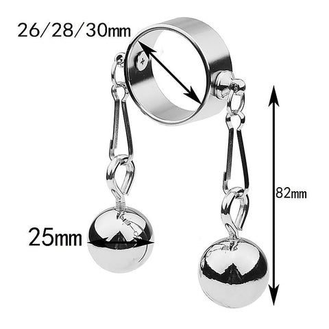 Bondage Play Penis Ring With Balls – Short by BDStyle - Steel Cock Rings