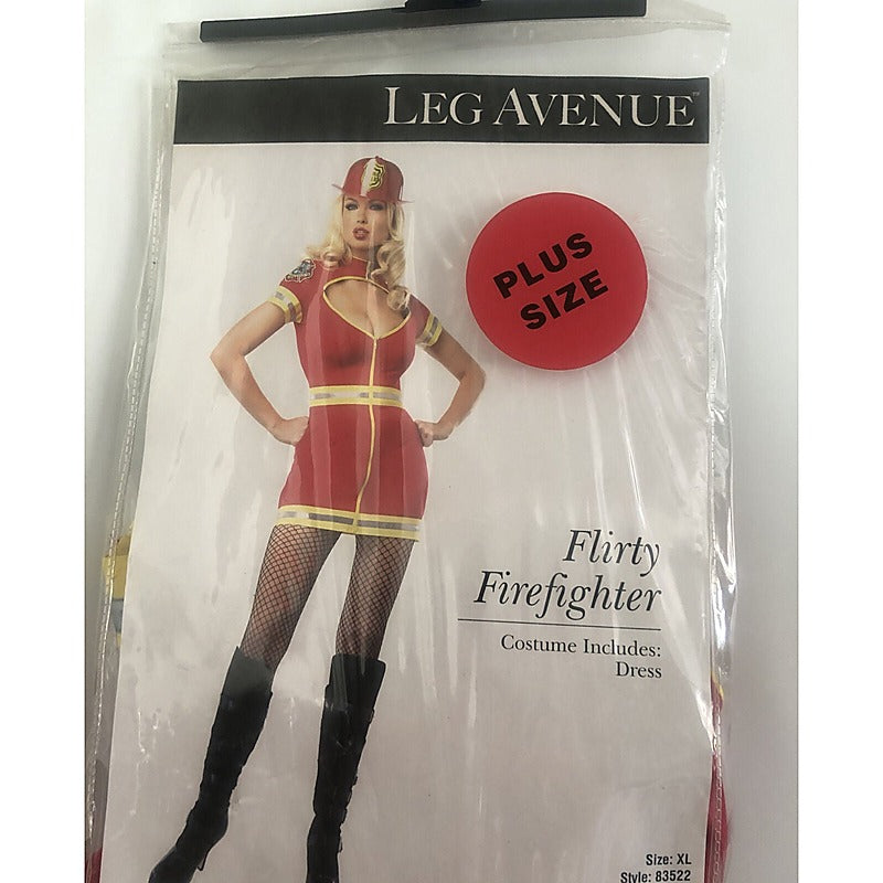 Womens XLarge Sexy Red Firefighter Halloween Costume Romper Black - Fancy Dress Ups