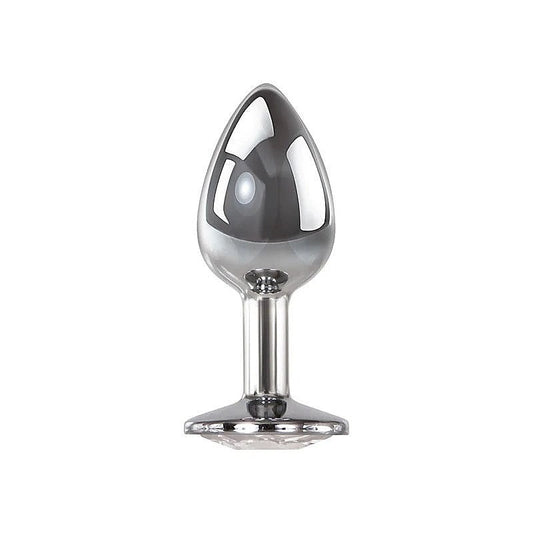 Metallic Butt Plug with Clear Gem Base by Adam & Eve - Butt Plugs