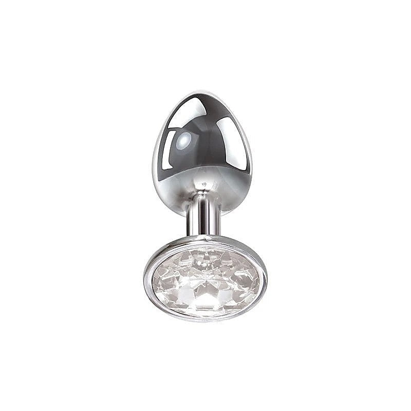 Metallic Butt Plug with Clear Gem Base by Adam & Eve - Butt Plugs
