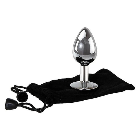 Metallic Butt Plug with Clear Gem Base by Adam & Eve - Butt Plugs
