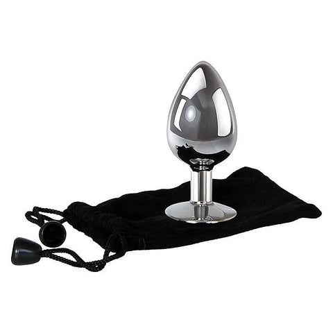 Metallic Butt Plug with Clear Gem Base by Adam & Eve - Butt Plugs