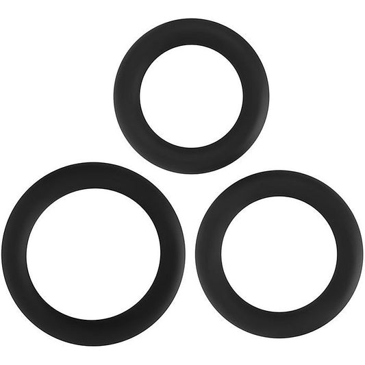 3 Sizes Silicone Penis Rings Set Black by Adam & Eve - Cock Ring Sets