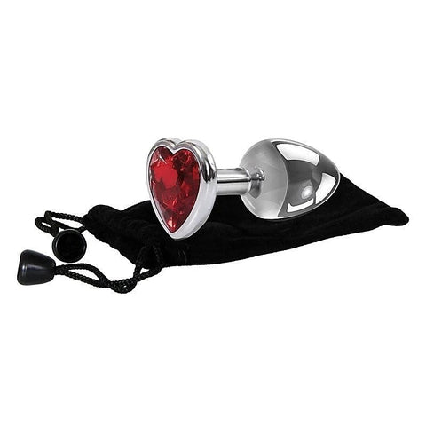 Metallic Gen Butt Plug with Heart Gem Base by Adam & Eve - Butt Plugs
