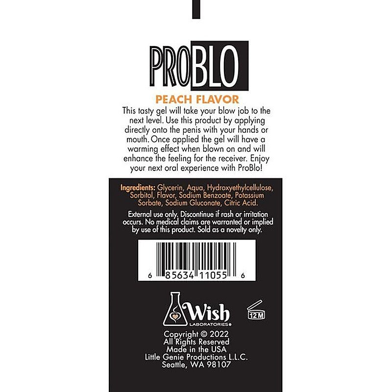ProBlo Oral Pleasure Peach Flavoured Blowjob Gel - Massage Oils and Lubricants