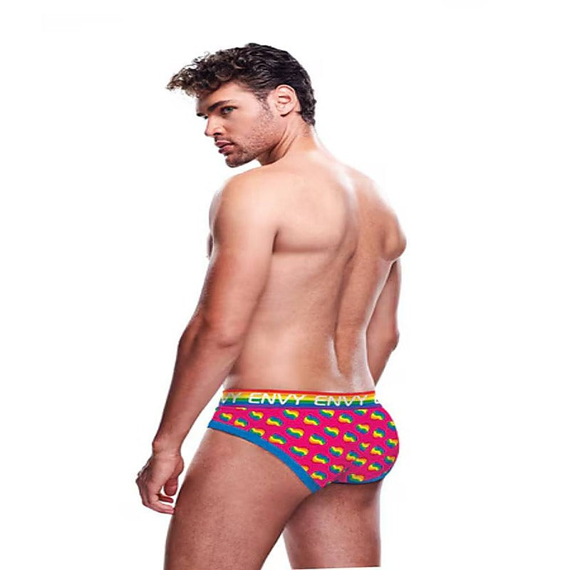 Rainbow Hearts Mens Sexy Brief by Envy Menswear - Mens Briefs And Boxers