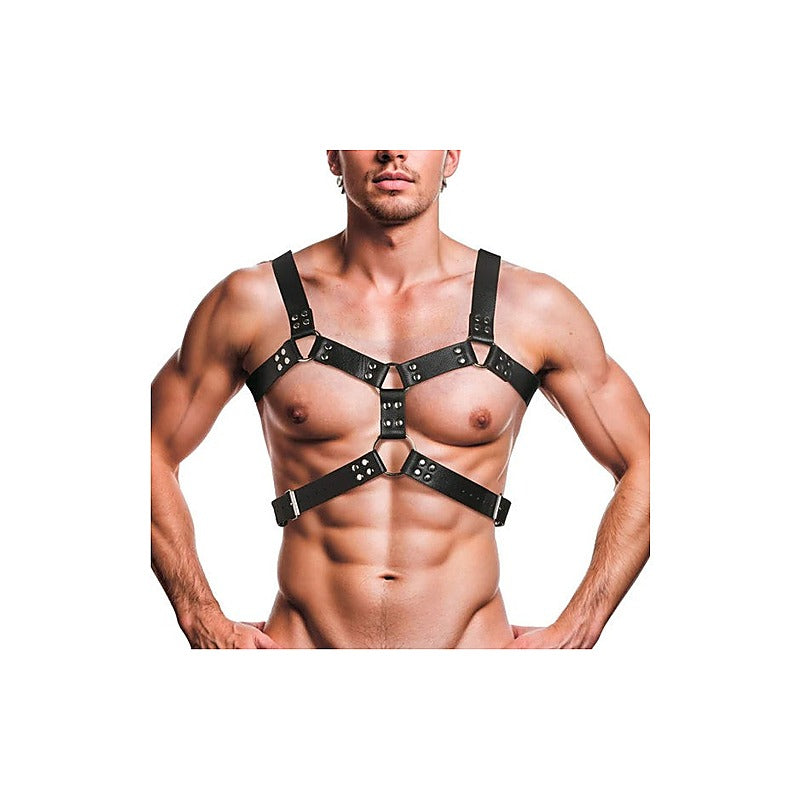 Strict 6 O-Ring BDSM Play Adjustable Chest Harness - Cuffs And Restraints