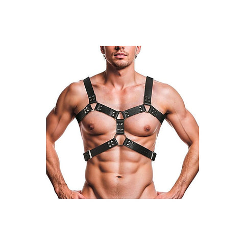 Strict 6 O-Ring BDSM Play Adjustable Chest Harness - Cuffs And Restraints