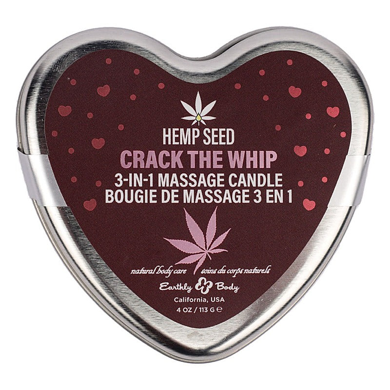 Earthly Body Hemp Seed 3 in 1 Massage Heart Candle 113g Sensual Warming Oil - Sex Pheromones and Perfumes