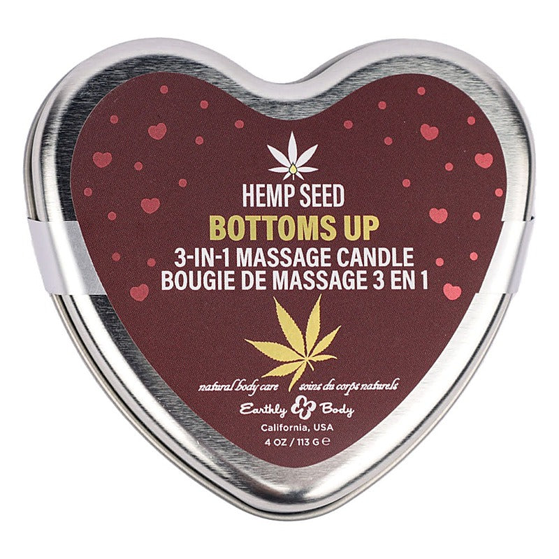 Earthly Body Hemp Seed 3 in 1 Massage Heart Candle 113g Sensual Warming Oil - Sex Pheromones and Perfumes