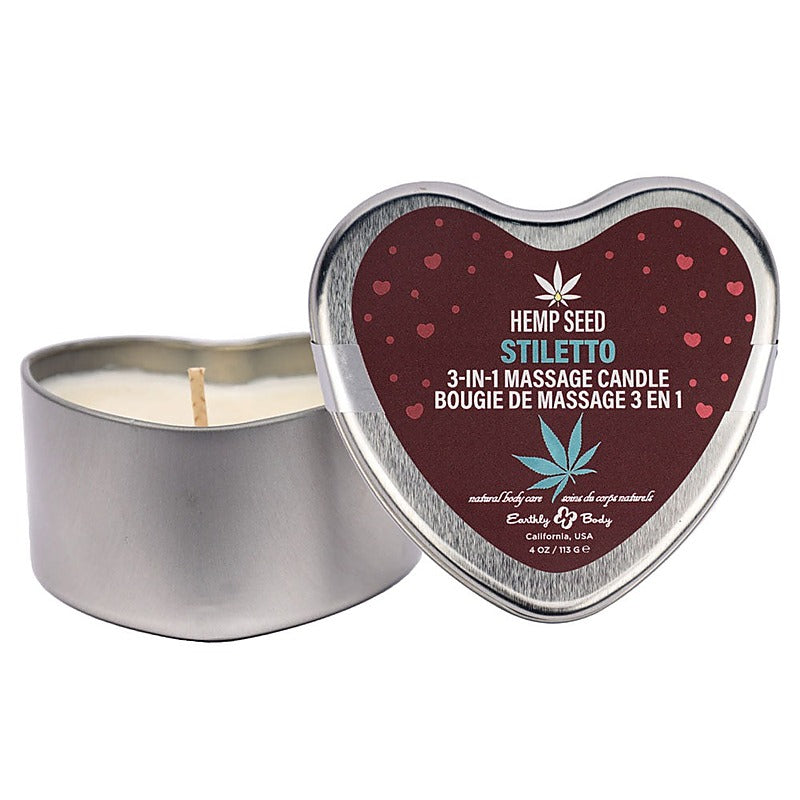 Earthly Body Hemp Seed 3 in 1 Massage Heart Candle 113g Sensual Warming Oil - Sex Pheromones and Perfumes