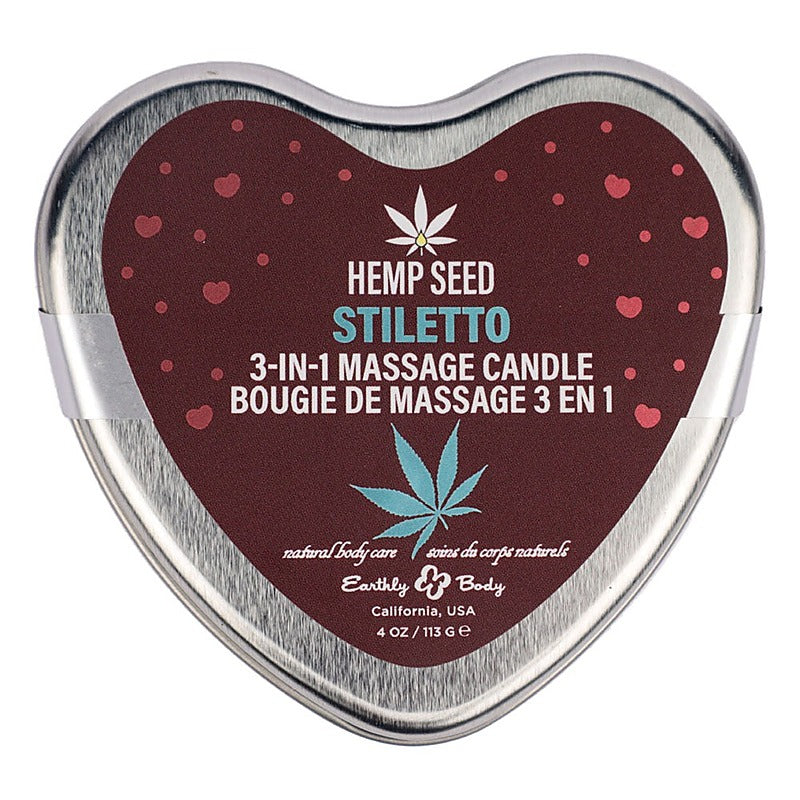 Earthly Body Hemp Seed 3 in 1 Massage Heart Candle 113g Sensual Warming Oil - Sex Pheromones and Perfumes