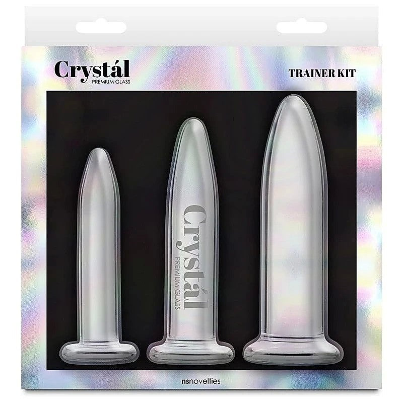 NS Novelties Crystal 3 Piece Anal Trainer Kit Clear Progressive Glass Training - Butt Plugs