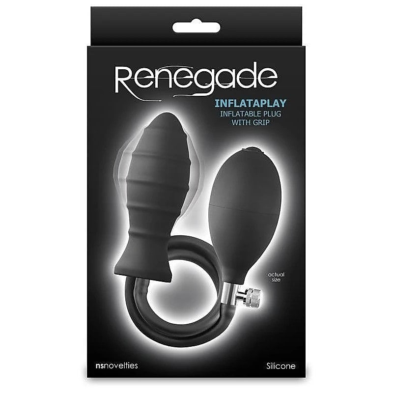 NS Novelties Renegade InflataPlay Inflatable Butt Plug Black Customizable Size - Butt Plugs