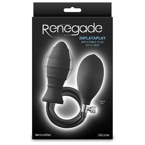 NS Novelties Renegade InflataPlay Inflatable Butt Plug Black Customizable Size - Butt Plugs