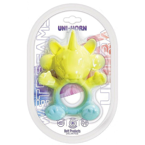 Hott Products Wet Dreams Ultra 20 Mode UniHorn Cock Ring with Vibrating Horn - Vibrating Cock Rings