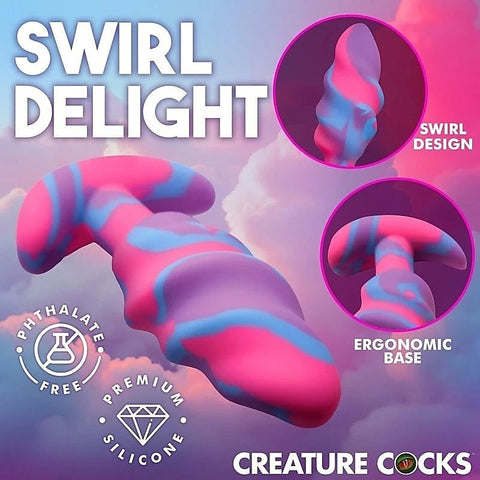 Unicorn Swirl Silicone Butt Plug by XR Brands - Butt Plugs