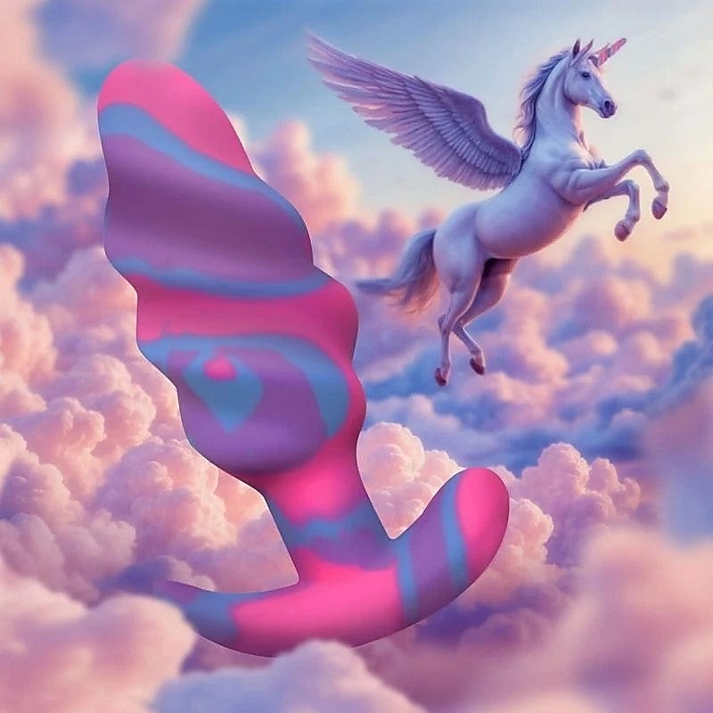 Unicorn Swirl Silicone Butt Plug by XR Brands - Butt Plugs