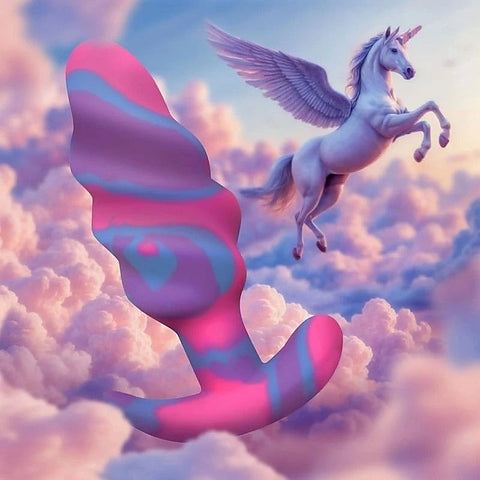 Unicorn Swirl Silicone Butt Plug by XR Brands - Butt Plugs