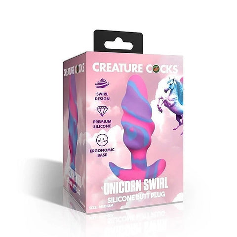 Unicorn Swirl Silicone Butt Plug by XR Brands - Butt Plugs