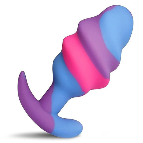 Unicorn Swirl Silicone Butt Plug by XR Brands - Butt Plugs