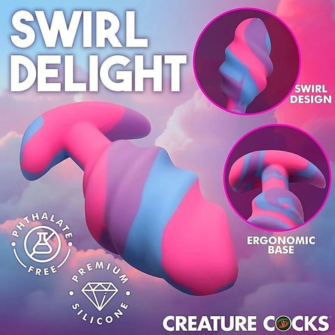 Unicorn Swirl Silicone Butt Plug by XR Brands - Butt Plugs