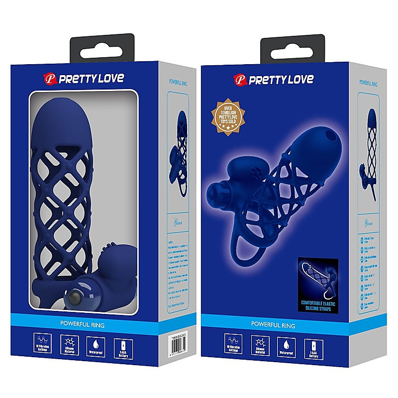 Pretty Love Giann Powerful Vibrating Cock Ring Navy Blue - Vibrating Cock Rings