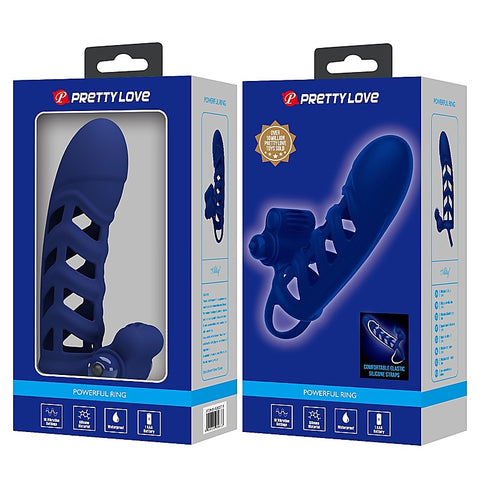 Pretty Love Altaf Powerful Vibrating Cock Ring Navy Blue - Vibrating Cock Rings