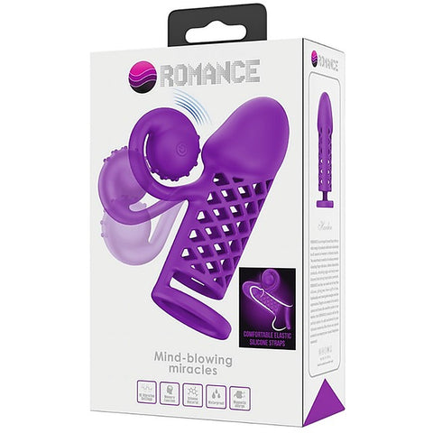 Baile Pretty Love Rechargeable Harden Cock Sleeve Purple with Vibrating Tip - Penis Sleeves and Extenders