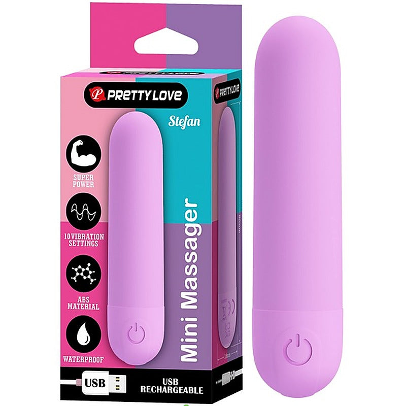 Baile Pretty Love Stefan Rechargeable Mini Bullet Massager with Dual Rings - Bullet Vibrators