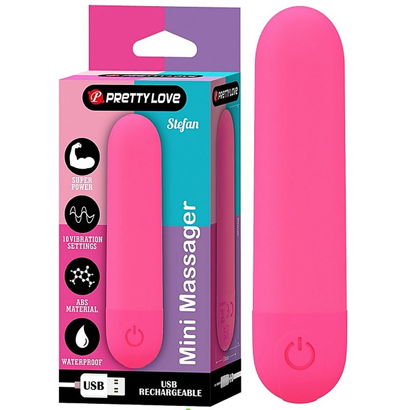 Baile Pretty Love Stefan Rechargeable Mini Bullet Massager with Dual Rings - Bullet Vibrators