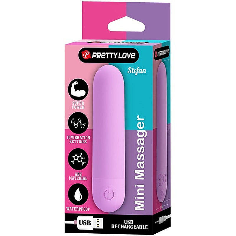 Baile Pretty Love Stefan Rechargeable Mini Bullet Massager with Dual Rings - Bullet Vibrators