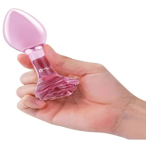 Pink Roses Glass Anal Plug Training Set by B-Vibe - Butt Plugs
