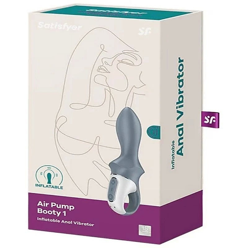 Satisfyer Air Pump Booty 1 Inflatable Anal Vibrator Grey Customizable Size - Anal Vibrators