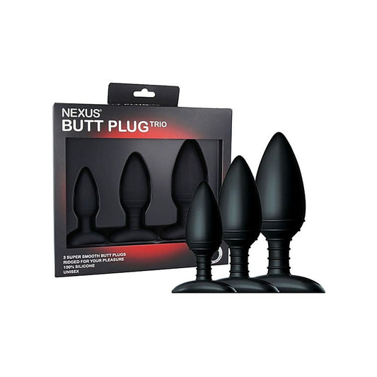 Butt Plug Trio 3 Size Solid Silicone Black by Nexus - Personal Massagers