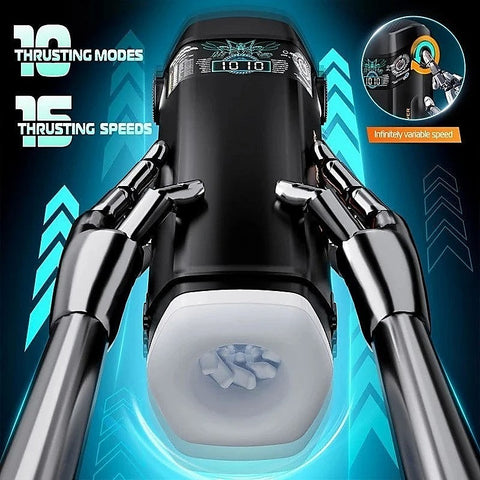 Topco CyberSkin The Titan Thrusting & Vibrating Masturbator Black Triple Action - Masturbators and Strokers