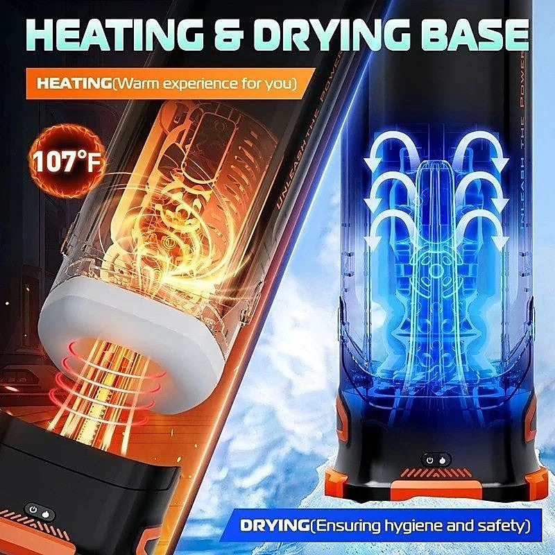 Topco CyberSkin The Titan Thrusting & Vibrating Masturbator Black Triple Action - Masturbators and Strokers