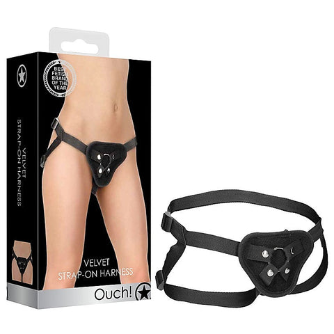 OUCH! Velvet & Velcro Strap On Harness by Shots Toys - Strap On Sextoys